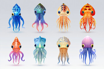 Cute Octopus Cartoon Illustration