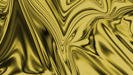 Luxury abstract metallic gold waves with flowing liquid motion and smooth reflective background