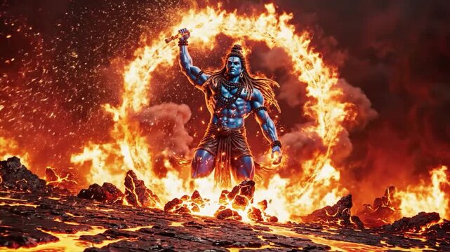 Lord Shiva Wallpaper In Fiery Environment Powerful Energy