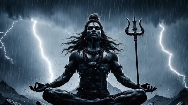 Lord Shiva Wallpaper Majestic Meditation In Stormy Mountains