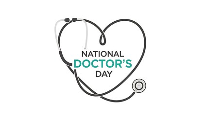 National doctors day  national doctor's day design featuring a stethoscope forming a heart shape on a white background design