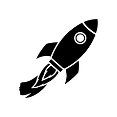 Rocket Launch Silhouette: A sleek, black silhouette of a rocket blasting off into space, representing innovation, progress, and limitless potential.