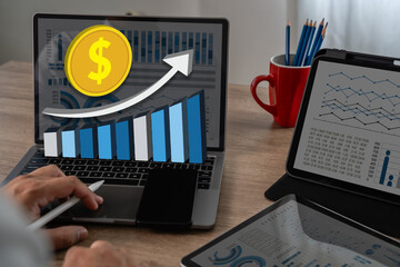 Sales pipeline Businessman increase sales CRM and data-driven marketing strategy turn every lead