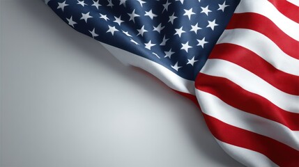 Fototapeta premium A United States flag shaped into triangular prism, surfaces perfectly taut. Lighting sharp, shadows clean, and stitching ultra-detailed.