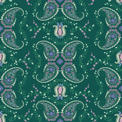 Stylish Hand drawn  floral pattern with paisley and indian chintz flower motifs. damask modern style pattern , Design for fashion , fabric, textile, wallpaper , wrapping and all prints
