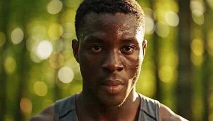 African Athlete Portrait Determined, Focused, Outdoor Fitness