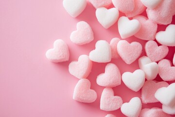 Obraz premium Light pink background with blurred hearts valentine's sweets cute.