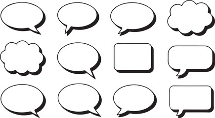 Fototapeta premium Collection of twelve speech bubble icons with shadow effect
