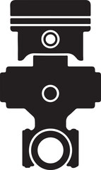 Piston Silhouette Icon — Motor Engine Component Black Vector Design