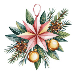 Create stunning holiday designs with this festive star ornament and botanical elements against a black background