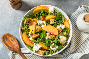 Healthy Summer Peach Arugula Salad