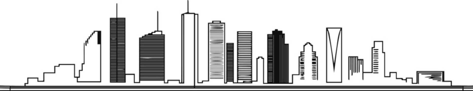 houston skyline abstract line drawing urban outline vector