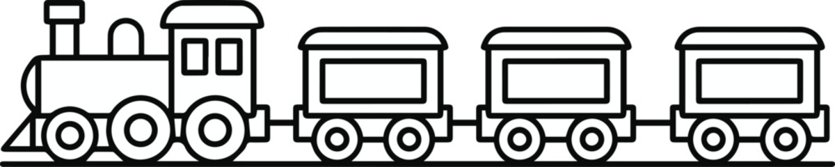 train simple line drawing locomotive with three cars on track © Icon Stock