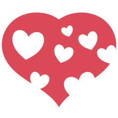 Red heart with heart pattern illustration for Valentine's Day, sticker, tattoo, fabric print, decoration, love icon, wedding card, campaign badge, sign, symbol, women empowerment, girl power, pin