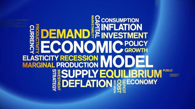 Economic Model animated word cloud-text design animation tag kinetic typography seamless loop.
