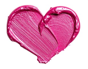 Heart-shaped stroke of vibrant fuchsia cosmetic product