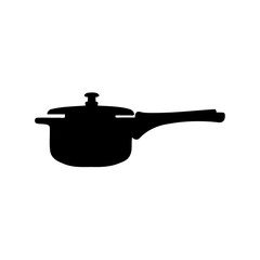 Obraz premium Classic kitchen utensil: a simple black silhouette icon of a pressure cooker
