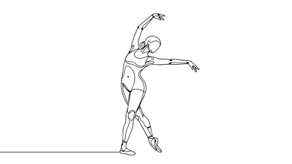 Elegant sketch of a young woman in a flowing dress dancing gracefully outline vector.