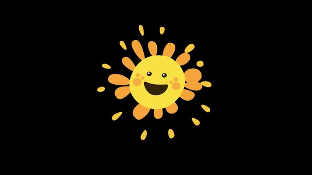 Happy Sun Emoji Loop Animation Transparent Background Alpha Channel