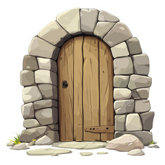 illustration of a old wooden door