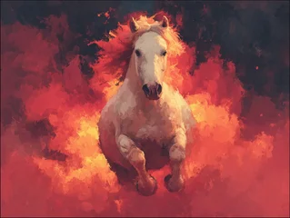 Year of the Horse, Red Fire Horse symbol of 2026, red horse, orange beautiful horse running forward, concept of freedom of life pleasure, Illustration, drawing. High quality © Karen Vardanian
