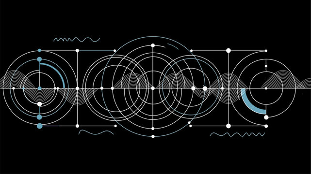 Minimalist Geometric Circle Line Abstract Pattern Science Technology Futuristic Element