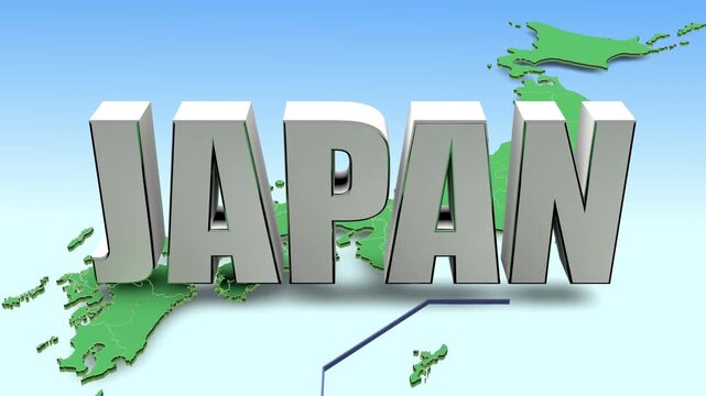 日本マップとテキスト（1文字ずつスライド）