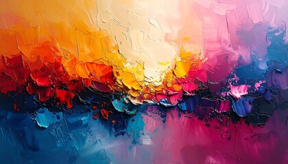 Obraz premium Abstract oil painting with vibrant colors blending smoothly across the canvas