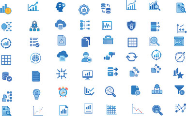 Fototapeta premium Business Intelligence, Data Analysis, and Chart Icon Set