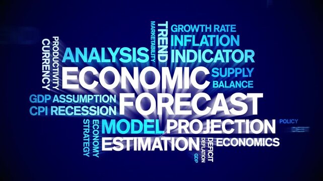 Economic Forecast animated word cloud-text design animation tag kinetic typography seamless loop.