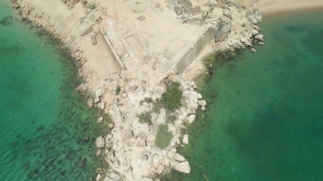 Aerial view of Castillo Araya by the sea, historical and tranquil