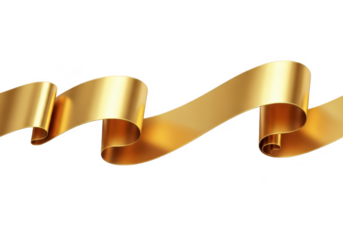 Golden ribbon isolated on transparent background