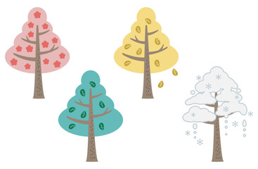 四季（春夏秋冬）の木のイメージイラスト
