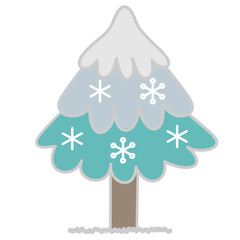 雪が積もった木のシンプルでかわいいイラスト 02