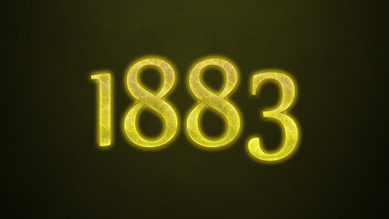 Neon glowing yellow number of 1883 on dark background.