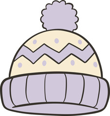 A cartoon drawing of a knitted winter hat with a pompom