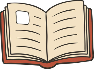 An open book with cream pages and black lines