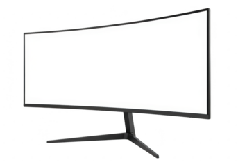 Curved computer monitor isolated on transparent background