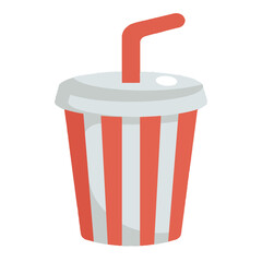 Striped Fast Food Drink Cup with Straw