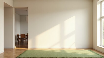 Sunlit minimalist room featuring table and two chairs representing calm home lifestyle modern interior design and bright living concepts