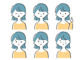 女性　表情バリエーションセット　喜怒哀楽