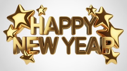 Elegant golden New Year message with bright reflective star elements for celebration greeting cards event invitations and digital seasonal graphics