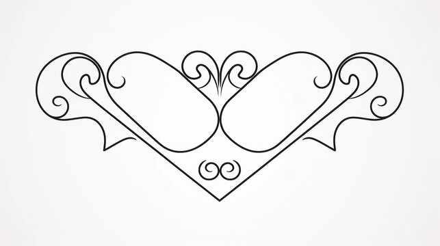 Heart conner divider ornament doodle line calligraphy.