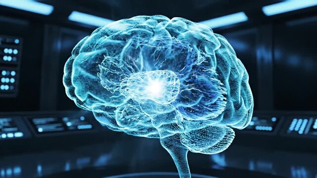 Futuristic Brain Scan - High-Tech Neural Interface and Cognitive Enhancement.