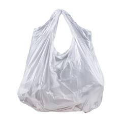 A crumpled white reusable shopping bag against a black background