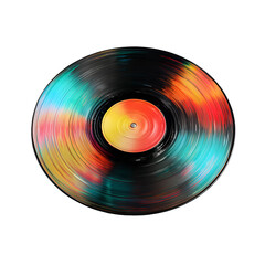 Vibrant abstract vinyl record spinning with colorful streaks