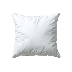 A fluffy white square pillow on a black background