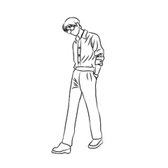 Line Art of Man in Shirt and Trousers: Minimalist Fashion Illustration
​
