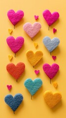 Obraz premium Wallpaper of felt heart confectionery celebration creativity.