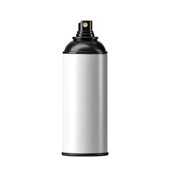 Blank white label aerosol spray can on black background